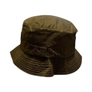Vintage 1980's Barbour Waxed Bucket Hat Olive Size Large Tartan Lined